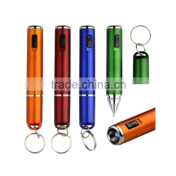 Promotional double sides small LED lighe pen with key ring for gifts