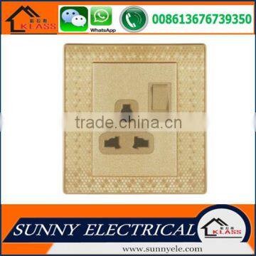 KB6 Painting Golden rock button electric luxury wall DP switched socket