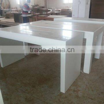 Acrylic solid surface resin stone material 12 seater dining table white,,Restaurant table