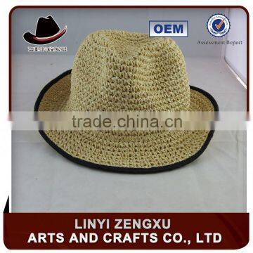 girls natural hand crocheted straw hat