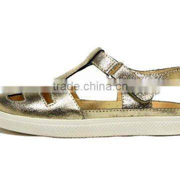 2016 Summer Beautiful Girls Closed Sandals With Gold Genuine Leather photo-4