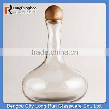 LongRun 4L Large Glass Decanter with Wood Stopper Funny Glass Container with OEM Design