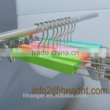 Wood Skirt Hangers, Wooden Pants Hangers With Chrome Hardware, Shiny Kids Pants Hanger photo-2