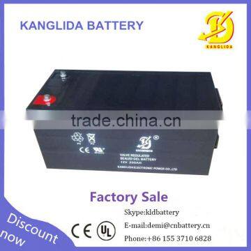 Kanglida high capacity maintenance-free battery 12V 200AH for solar panel system power supply