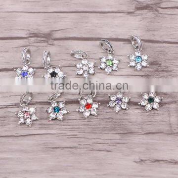 Pave CZ Flower Charm Beads Fit Bracelets Dangle Charms European DIY Jewelry