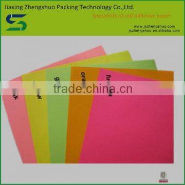 Low cost high quality different color fluorescent sticker paper