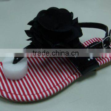 latest women fashion satin flower for flat summer sandals