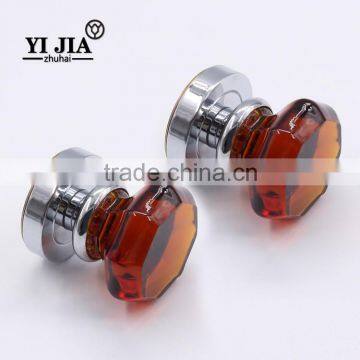 2 1/6 inch octagon shape victorian warm amber zinc base glass knob door set