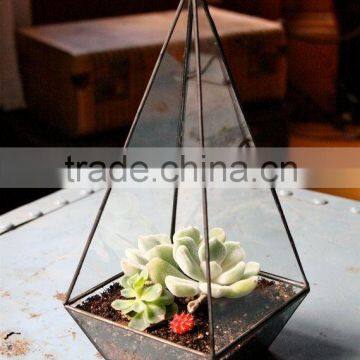 Hot selling Large Geometric Glass Terrarium, geometric glass plant terrarium,triangle box, jewelry box