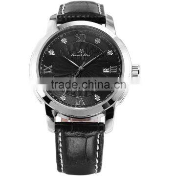 Kronen & Sohne Black Dial Analog Date Mechanical Leather Men's Watch