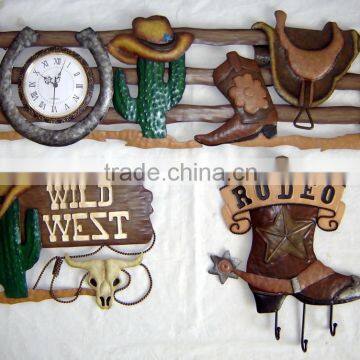 Metal western cowboy rodeo culture for home decoration with rolling ball clock