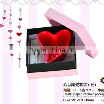 Promotional Ceramic red heart mug,gift set packaging