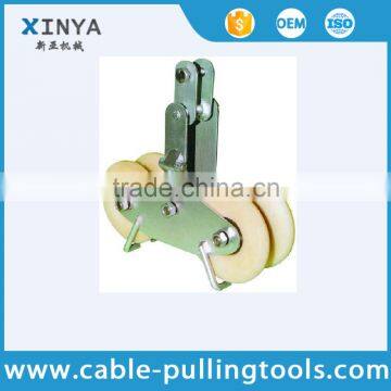 25KN Cable Pulling Pulley Stringing Blocks With Tandem Sheaves Nylon Wheel