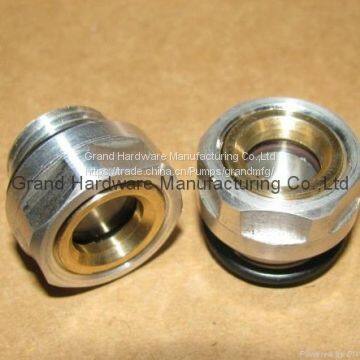 BSP G Thread Round Aluminum Oil Sight Glass for Bizter With Flat Tempered Glass photo-2