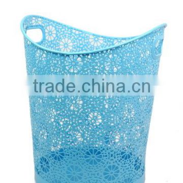 Store More Blue Metal Punched Mesh Trash Can Wastebasket With Hand Hole