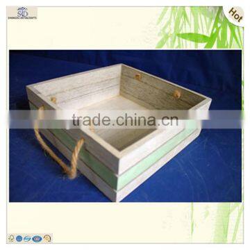 Factory Price Slotted Handles Wooden Storage Tray photo-4