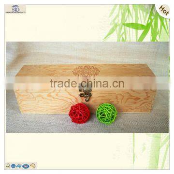 Luxury Hinged Lock Burned Red Pattern Wine Box photo-2