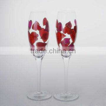 10oz Hand Painted Champagne Flute Wine Glass With Clear Long Stem for Valentine's Day photo-2