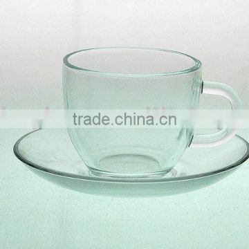 glass cup and saucer/glassware