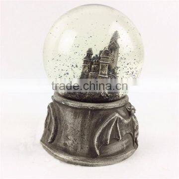 Custom Halloween Theme Antique Building Bat Snow Globe photo-2