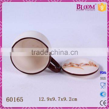Handmade Craft Round Shape Ceramic Mug With Lid photo-5