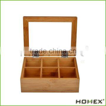 Hot Sale Bamboo Tea Box Bag Storage Box With 6 Divide /Homex_Factory photo-2