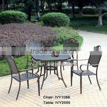 Foshan garden metal dining sets in stock furniture wholesale cast aluminum chairs