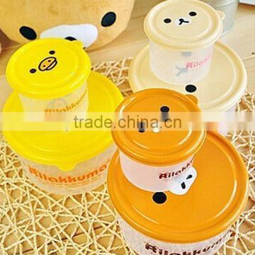 new design cartoon plastic crisper box set food storage preserving box 2017