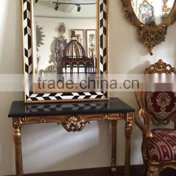 Square Marble Top Handmade Baroque Corner Console Table photo-4
