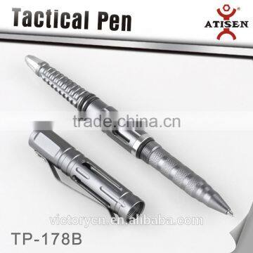 Silver 6061Aluminum Steel Hollow Out Tactical Ball Point Pen,glass Breaker 2 in 1 TP-178B