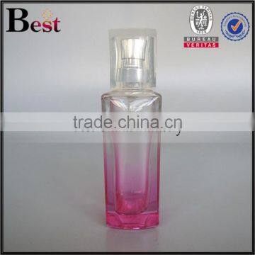 Cosmetic Perfume Flat Shoulder 30ml Square Glass Bottle Gradual Pink Silver Aluminum Pump Sprayer Bottle Glass China Suppliers photo-3