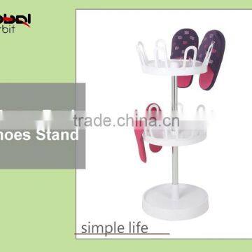 Simple Rotating Shoe Rack, 2-tier Slippers Rack, Plastic Shoe Display Rack photo-6