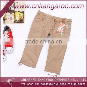 Ladies' 100% cotton twill cropped casual pants