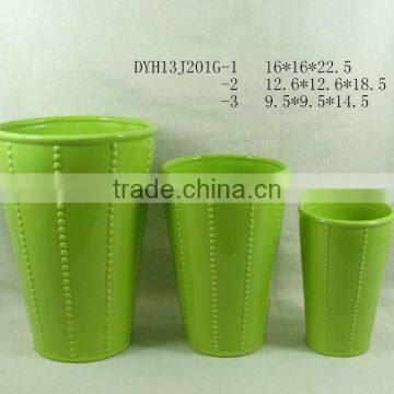 spring green oval ceramic flower pot