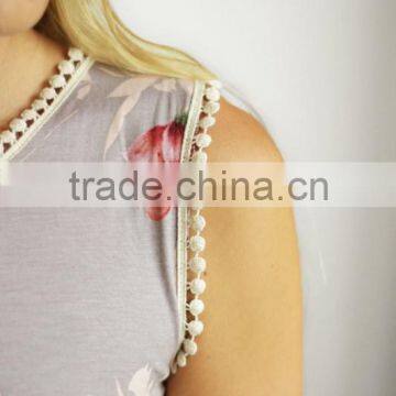 Wholesale Sublimation Products 95% Rayon 5% Spandex Lightweight Floral Sleeveless Babydoll Tank Women Summer Blouses photo-6