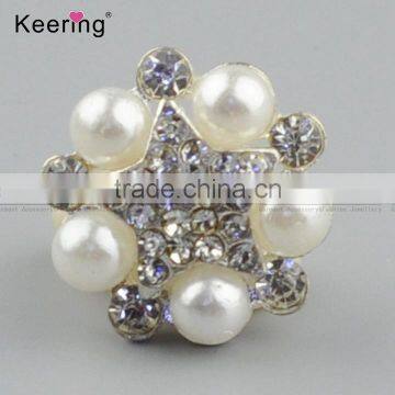 Keering-style hotsale star pearl rhinestone button pins for garments WBK-1469