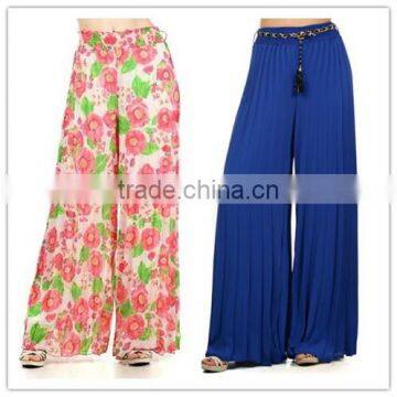 Womens plus size fat pants Palazzo Boho Evening High Empire Waist Pleated Wide Leg Long Pants