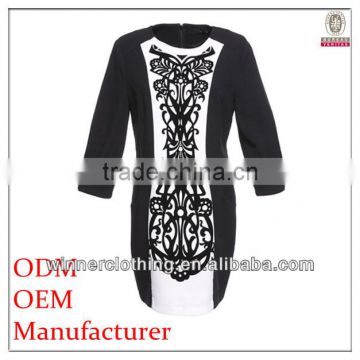 OEM hot sell high quality latest fashion ladies' short front long back white and black colored branded ladies' clothing