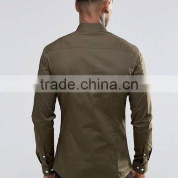 High Quality Custom New Design Spring Style Spread Collar Long Sleeve Mens 97% Cotton 3% Elastane Skinny Fit Casual Dress Shirts photo-2