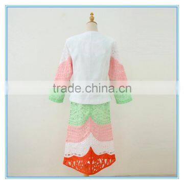 Ramie Cotton Fabric Multi Color and Embroidery Ladies Office Suit photo-4