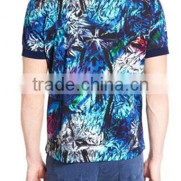Custom Made Clothing Manufactures Mens Short Sleeve Polo Shirt With All Over Floral Print Polo With Rib Collar photo-2