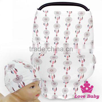 CT-85 Lovebaby FAUX SUEDE Printed Pattern Baby Carriage Car Cover With Same Fabric Newborn Hat