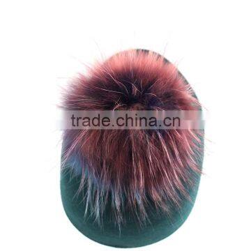 Myfur Random Dyed Color Real Raccoon Fur Bobble Hat Accessory Pom Poms photo-4