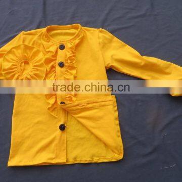 Newest School Girls Design Lace Sleeve Top .5 Layers Ruffle Navy Pants & Coat With Button 3 Pcs Clothing Sets QL-74 photo-3