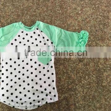 Pernickety Boutique Reglan Short Sleeve Shirt Ruffle Baby Girl Clothes Cotton 0-14T t Shirt With Pocket Children Girl Shirt photo-4