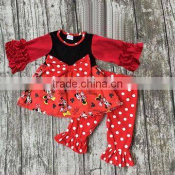 Bulk wholesale kids clothing girl fall cute mouse dot pattern suit export baby clothes