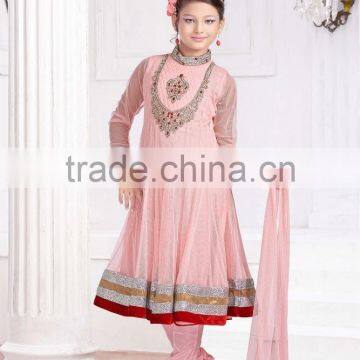 Peach Color With Silver Design at Neck Salwar Kameez Sizzling Girls Ready Made