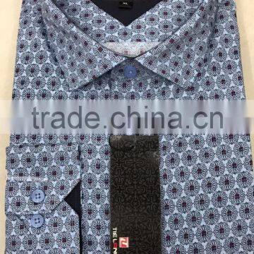 long sleeve 100% cotton printing for men dress shirt italian style