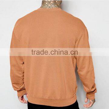 Coffee Color Plain Hoodies Crewneck Sweatshirt for Mens photo-2