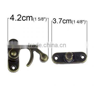 Antique Bronze 4 Holes Metal Hook Box Latches Clasp For Box Lock Purse Lock photo-3